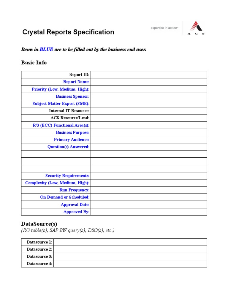 Crystal Reports Specification Template | PDF