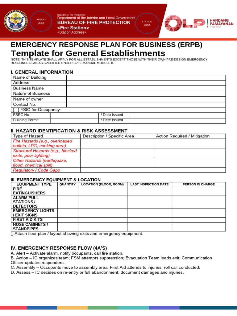 Final Erpb Template | PDF | Fire Safety | Hazards