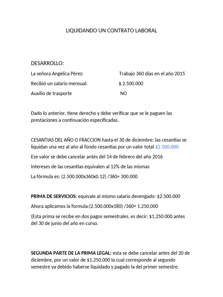 Liquidando Un Contrato Laboral | PDF