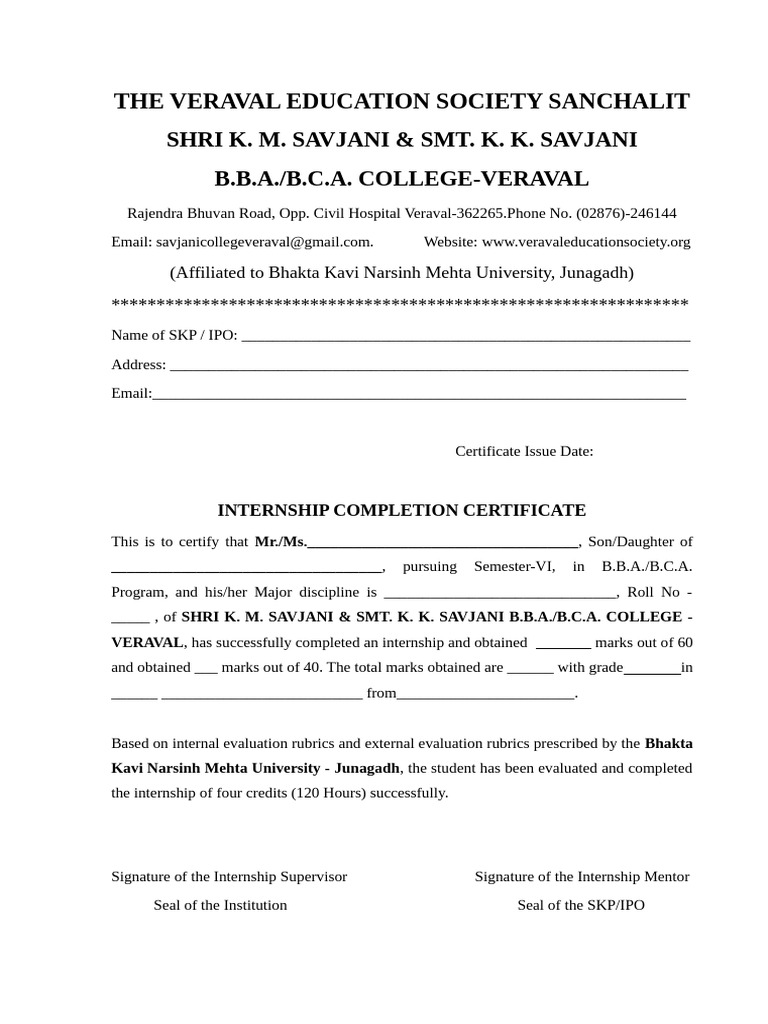 Completion Certificate Bba | PDF