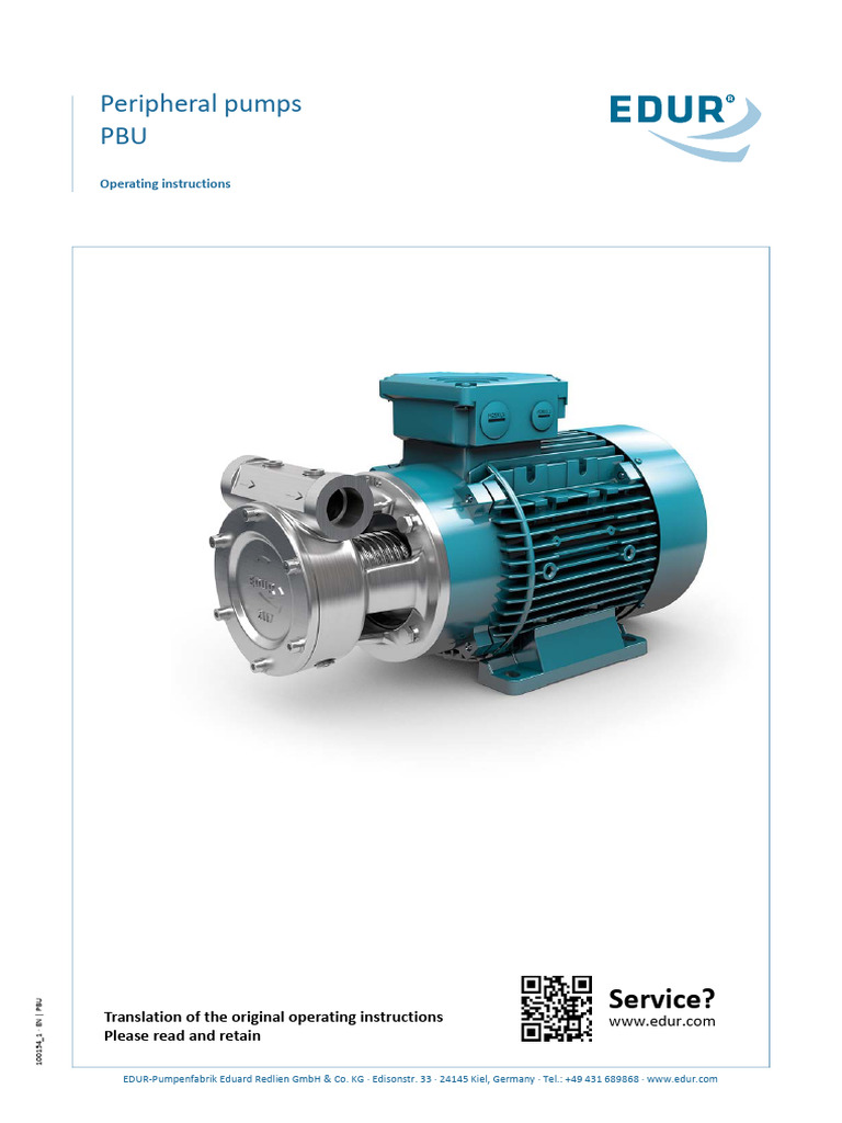 Operating Instruction PBU, PBUS, PBUL | PDF | Pump | Crane (Machine)