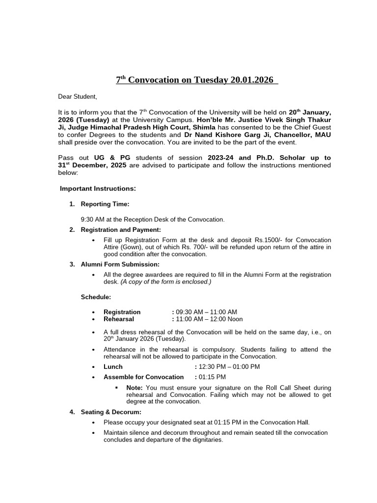 Rev. 2025-Convocation Invite to Students & Other Formats (2) | PDF