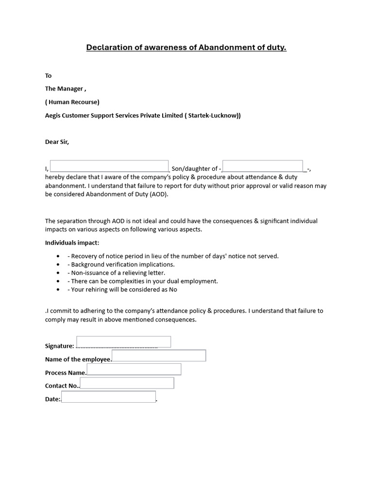 Declaration Form New Joinees Editable | PDF