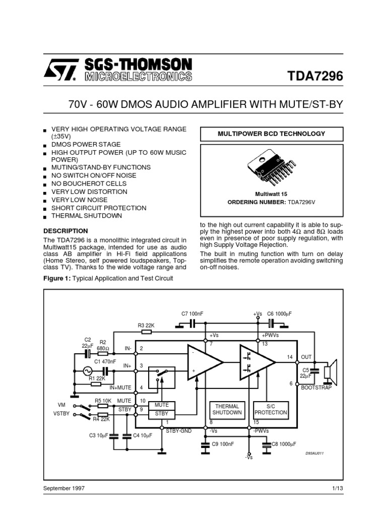 Tda 7296 | Amplifier | Electronic Circuits