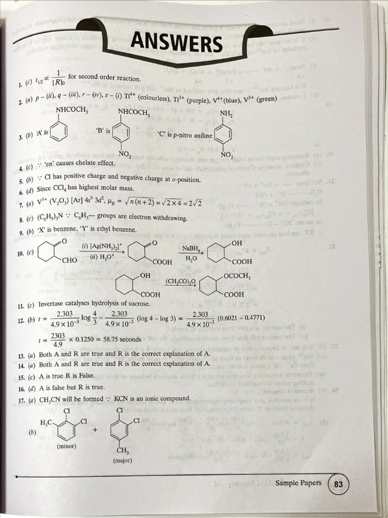 Ans Key Sample Paper 3 | PDF