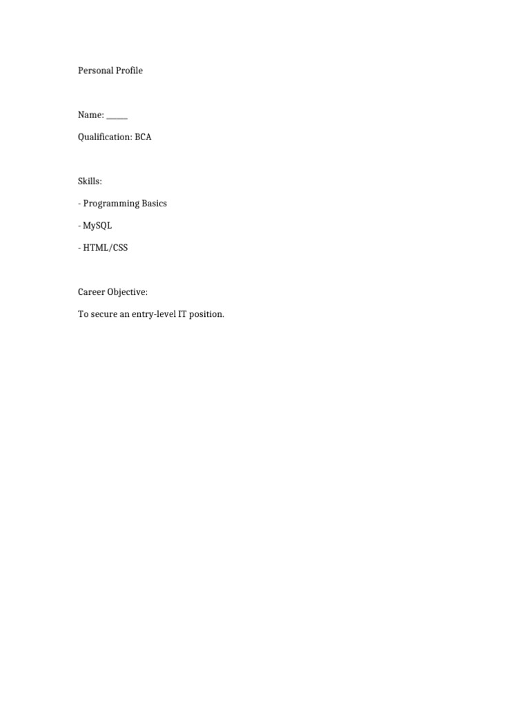 Personal Profile | PDF