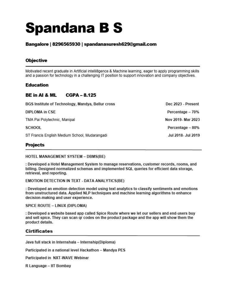Spandana B S | PDF