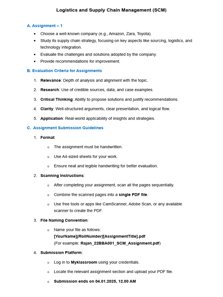Assignment - 1 - LSCM 2 | PDF
