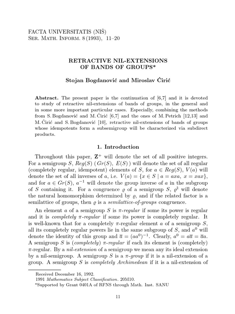 024-1993-Retractive Nil-Extensions of Bands of Groups | PDF | Abstract ...