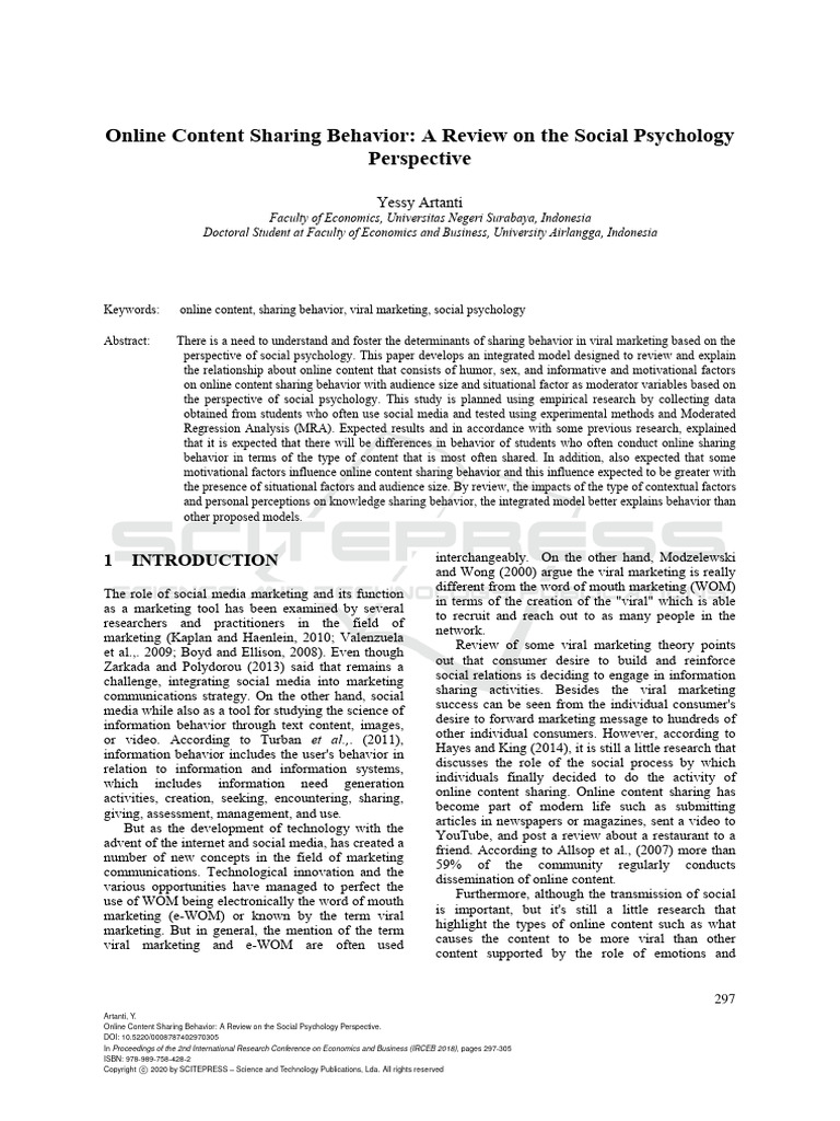 Online Content Sharing Behavior- A Review on the Social Psychology ...