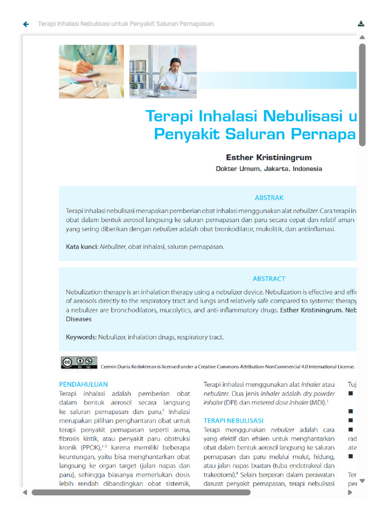 View of Terapi Inhalasi Nebulisasi Untuk Penyakit Saluran Pernapasan | PDF