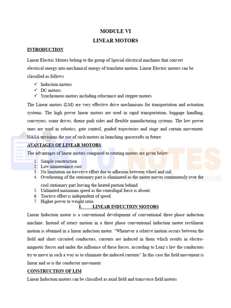 Linear Induction Motors | PDF | Electric Motor | Electromagnetic Induction