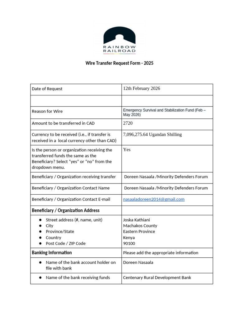 Wire Transfer Form - 2025 | PDF | Wire Transfer | Banking