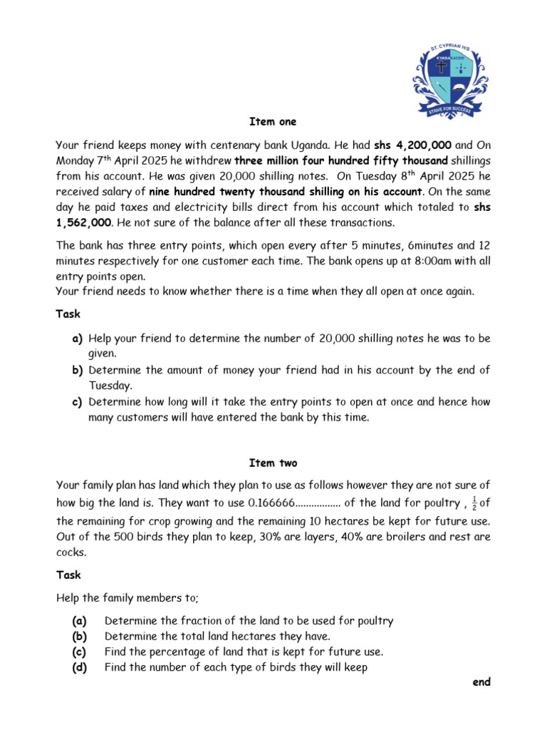 S1 Math Eot | PDF