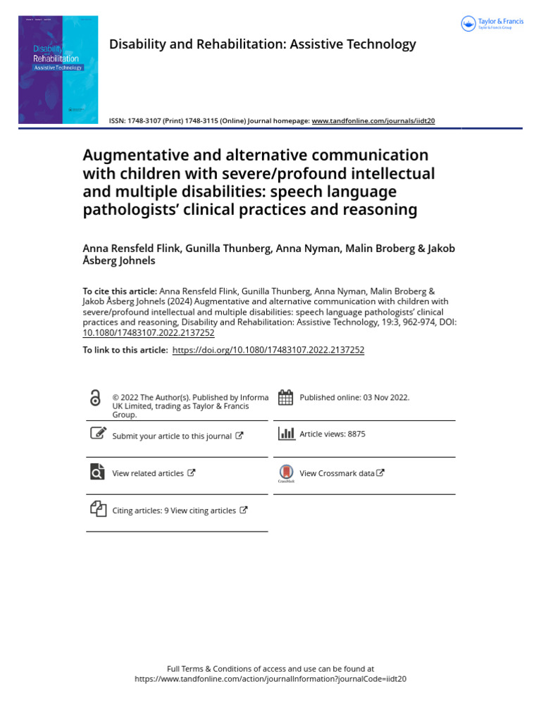 Augmentative and Alternative Communication With Children With Severe ...