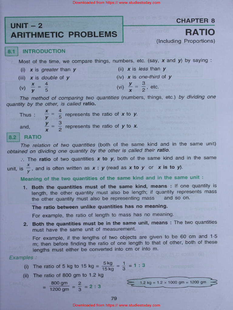 ICSE Class 6 Maths Chapter 08 Ratio | PDF