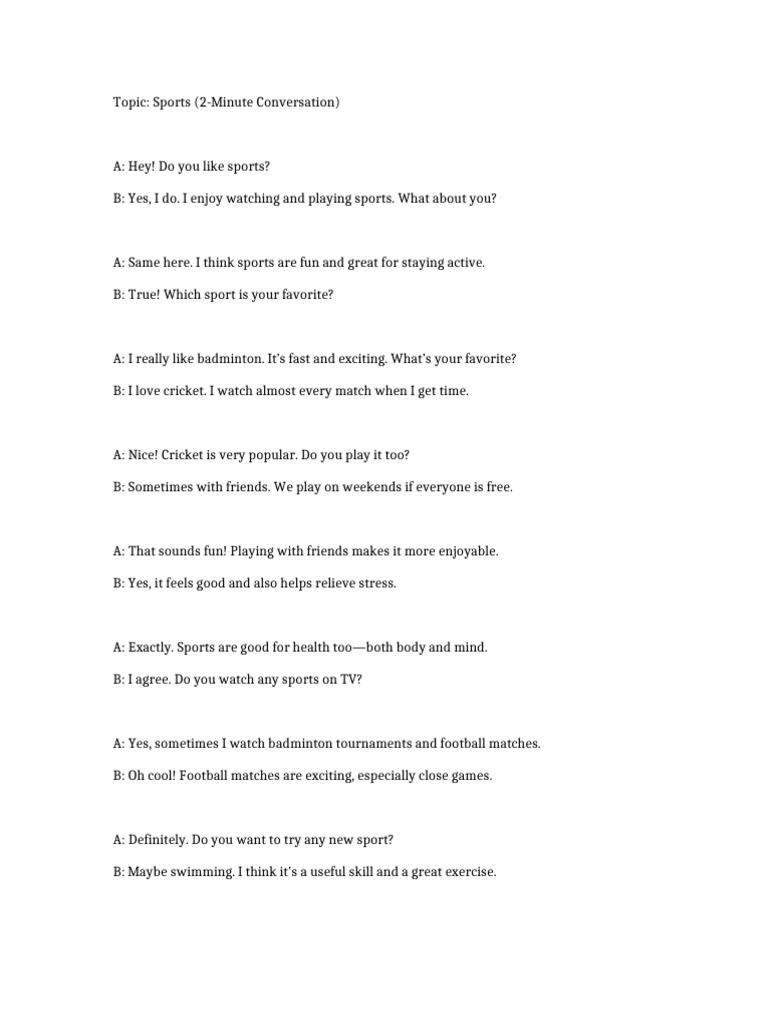 Sports Conversation | PDF