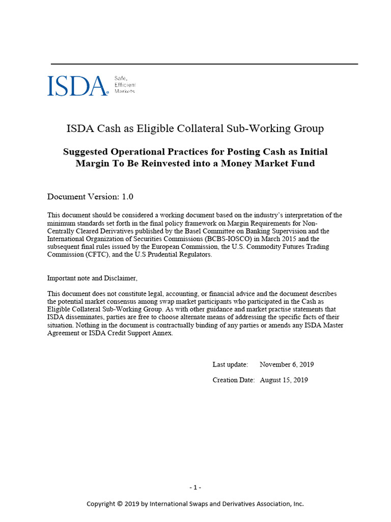 ISDA-SOP-Cash-and-MMF-021424 | PDF | Derivative (Finance) | Margin ...