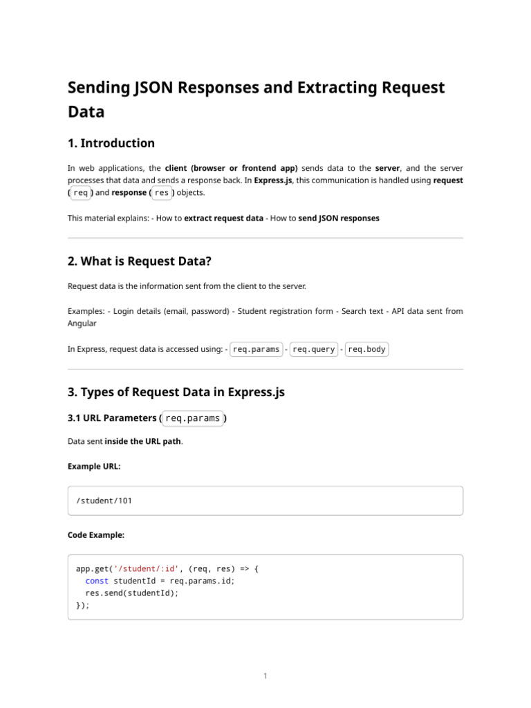 Sending Json Responses & Extracting Request Data (Express | PDF | Json ...