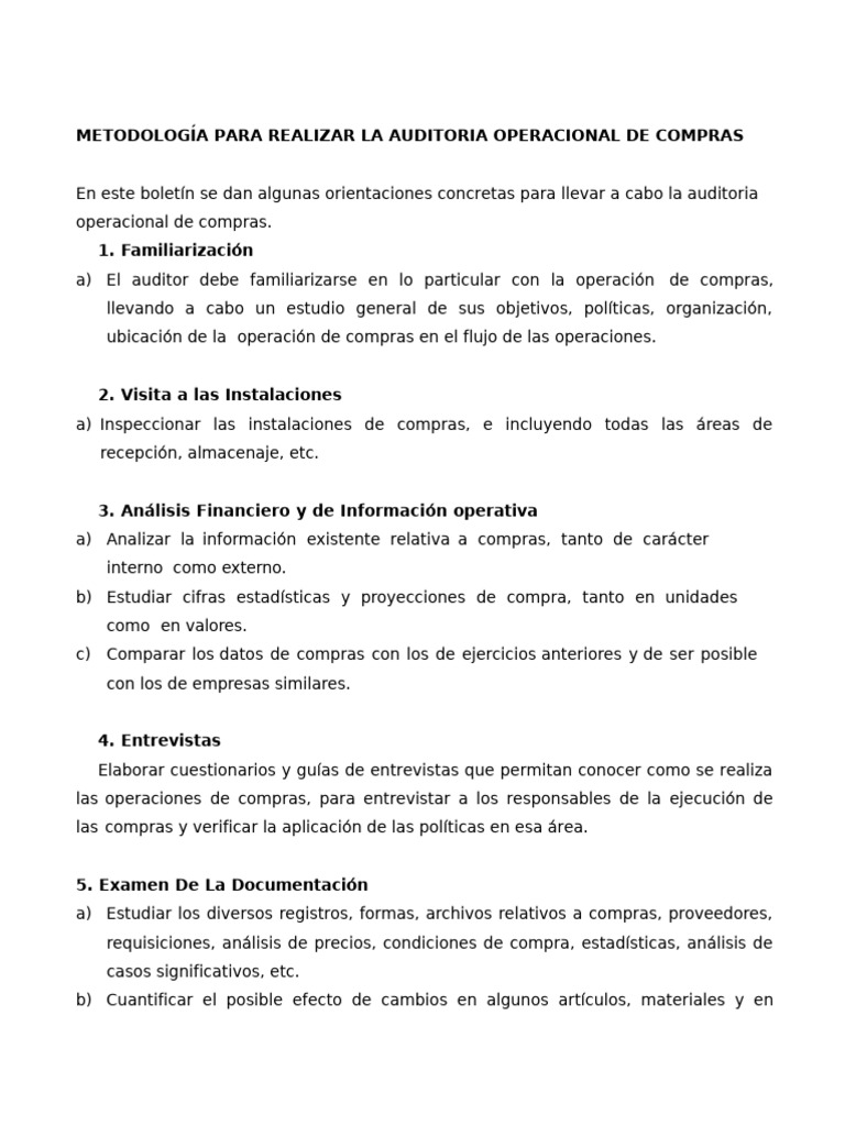 Metodologia de Auditoria Operacional de Compras | PDF