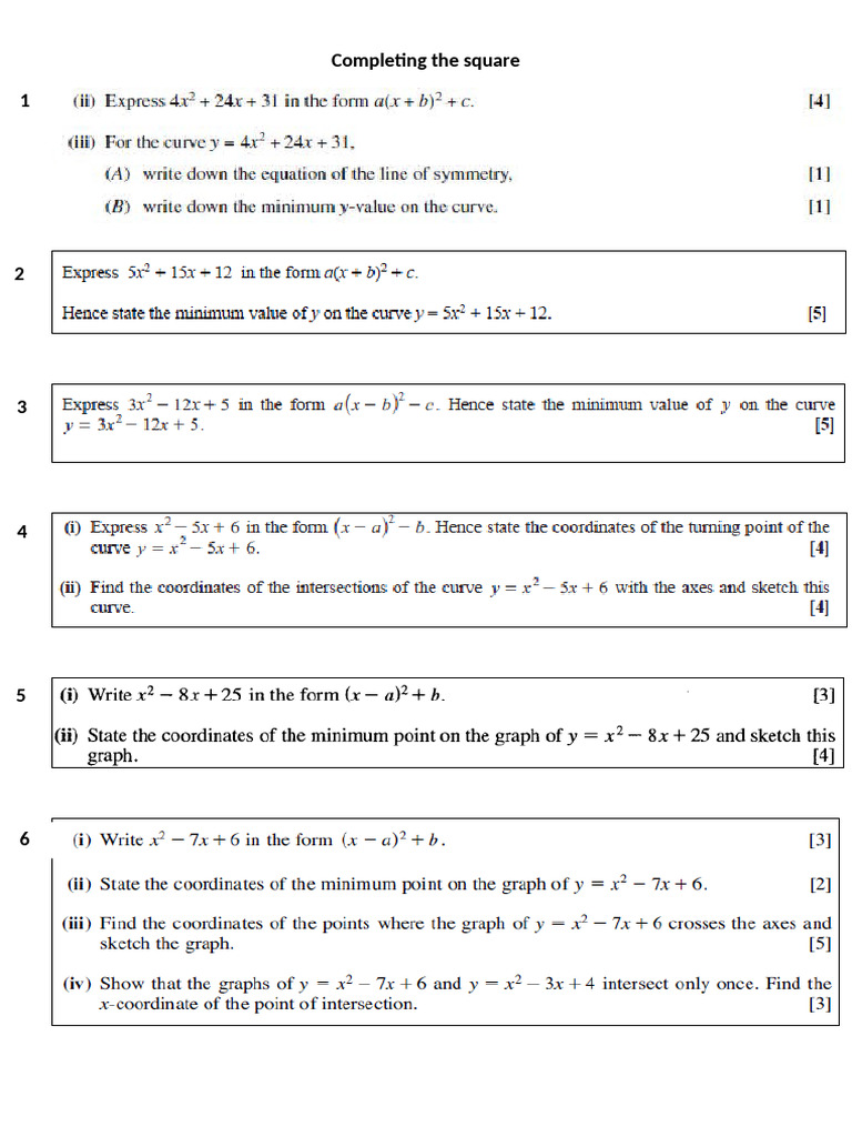 Completing The Square | PDF