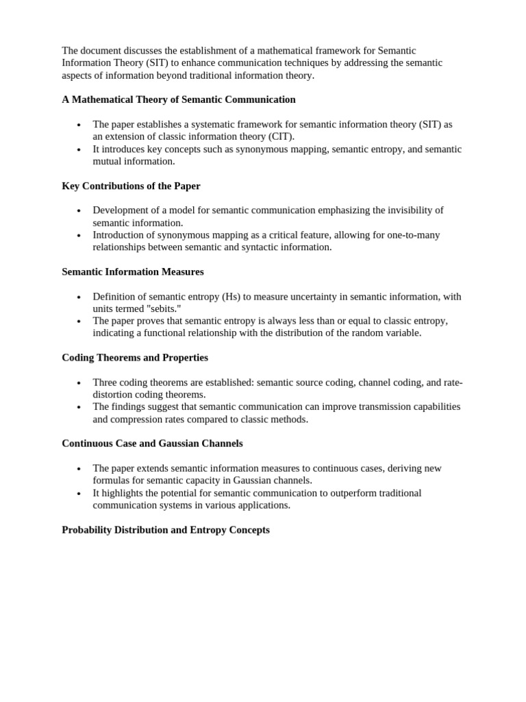 Mathematical Framework For Semantic Information Theory | PDF