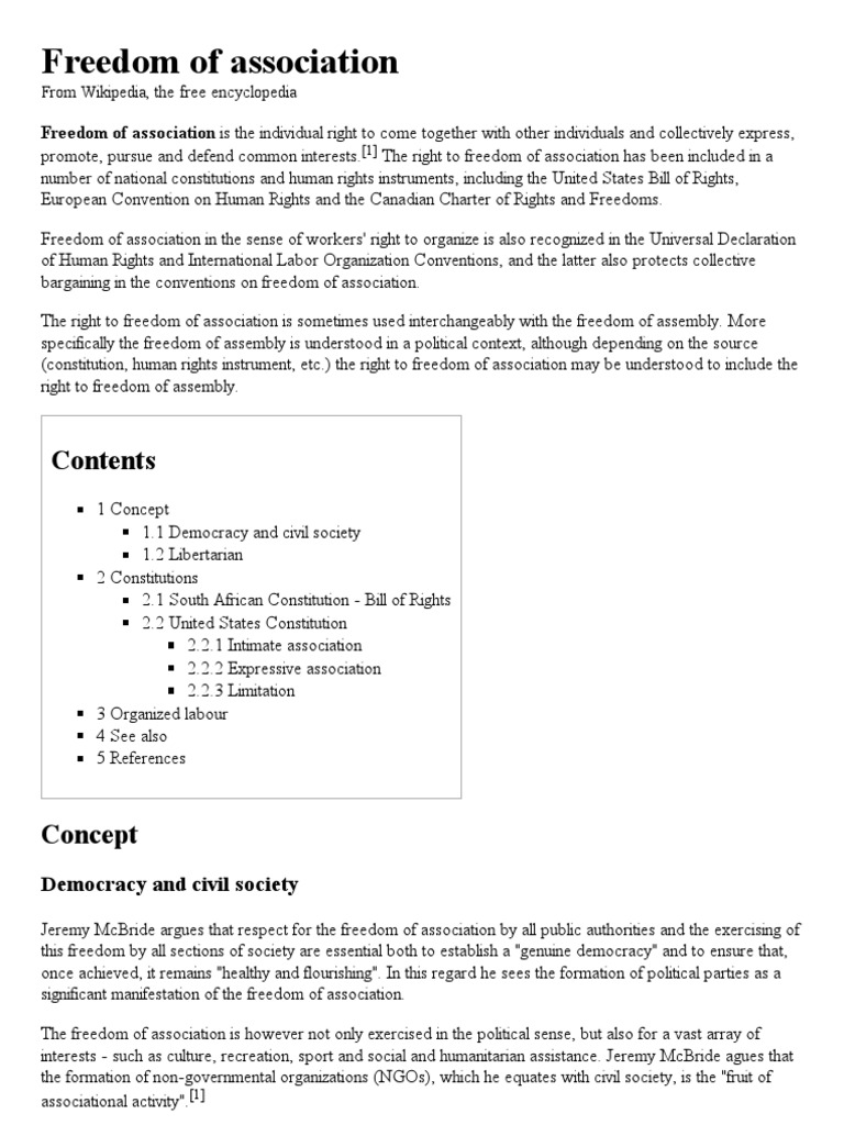 Freedom of Association PDF Freedom Of Association Law And Economics