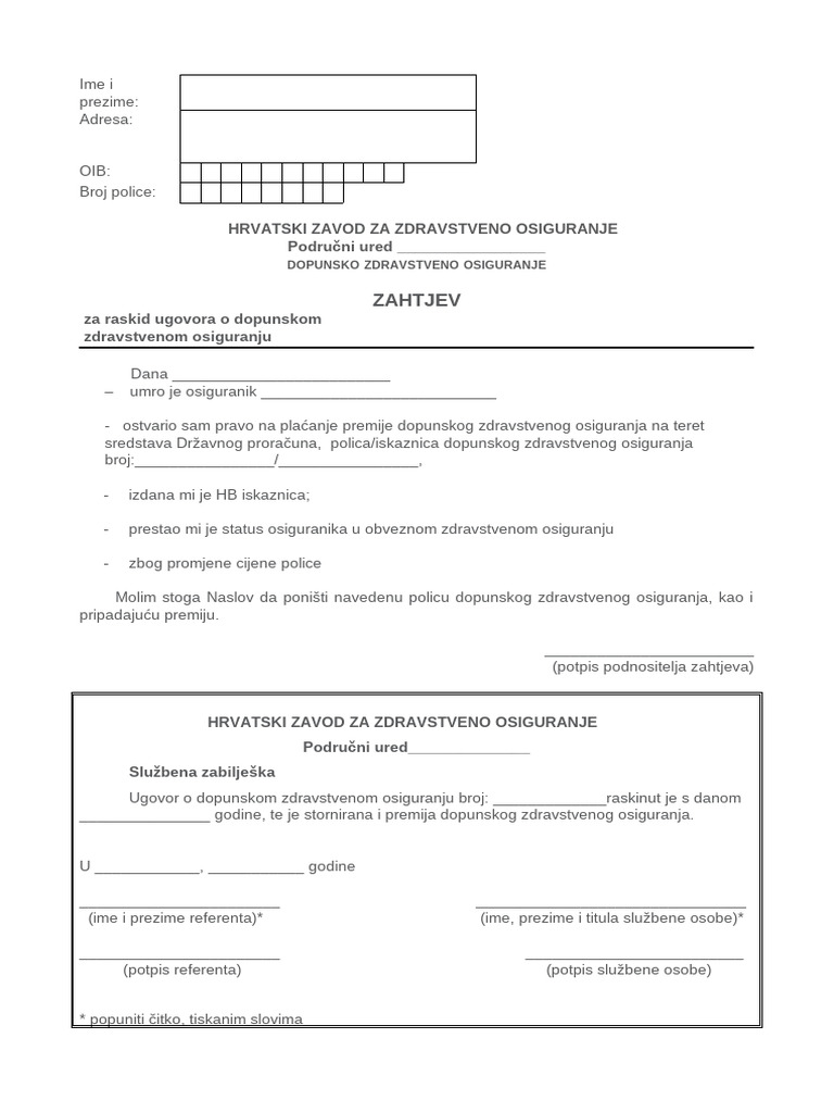 Zahtjev Za Raskid Ugovora | PDF