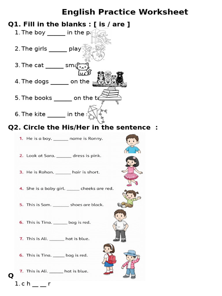 English Practice Worksheet | PDF
