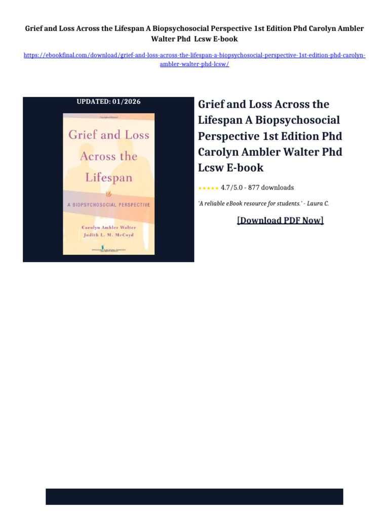 Grief and Loss Across the Lifespan A Biopsychosocial Perspective 1st ...
