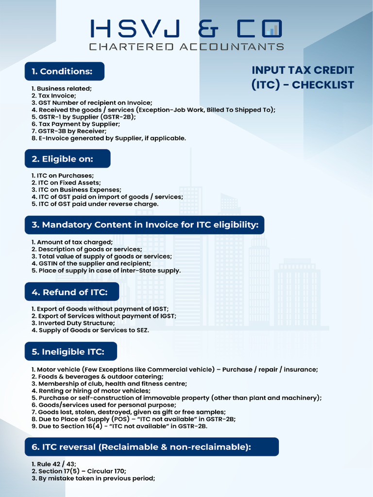 ITC Checklist | PDF