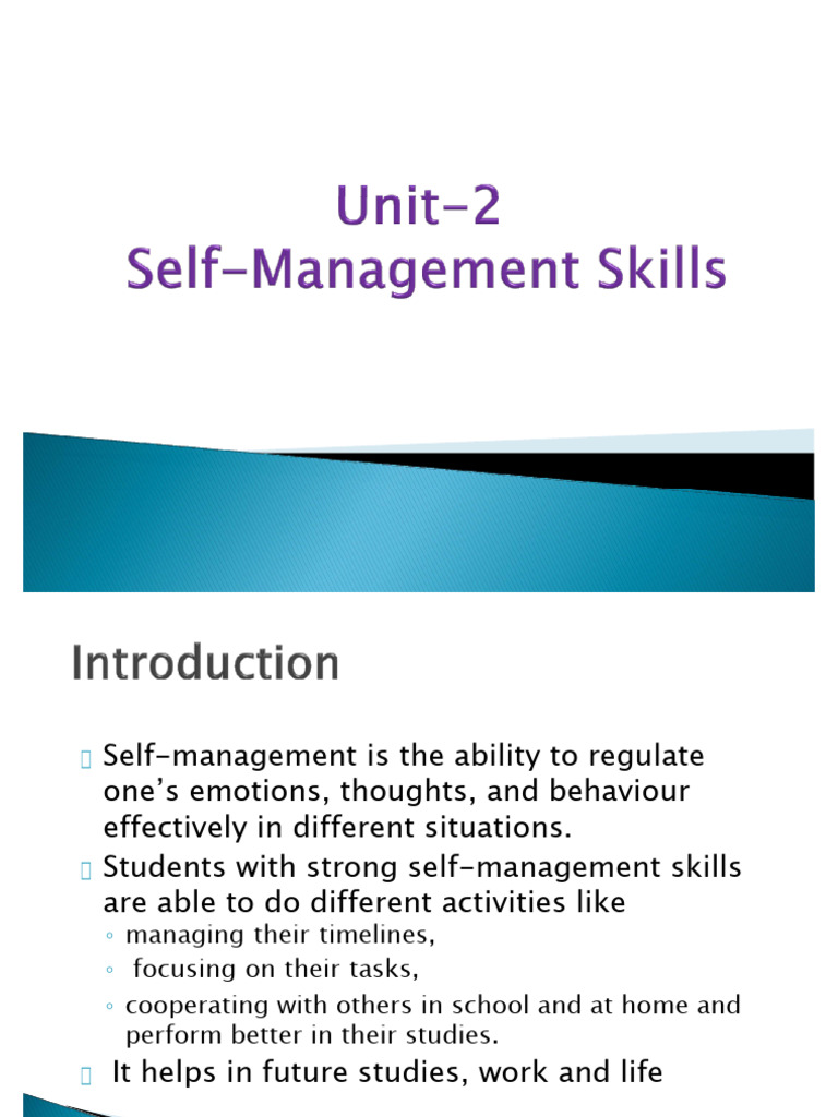 Self Management Skills - ppt1 | PDF | Cognitive Psychology | Behavior ...