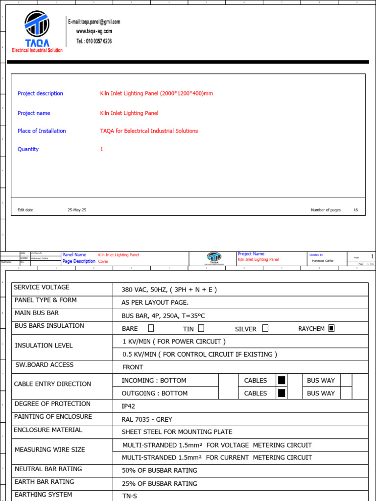 Kiln Inlet Lighting Panel v.01 | PDF | Insulator (Electricity ...
