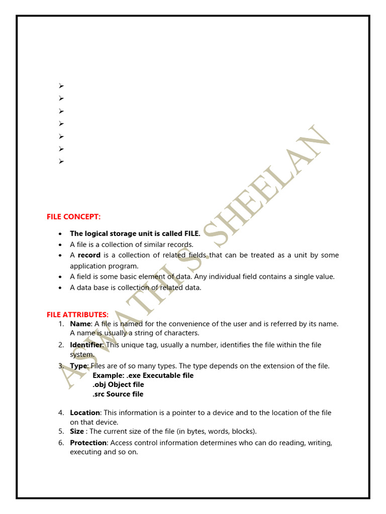 Unit 5 Upto Freespacemgmt | PDF | Computer File | File System