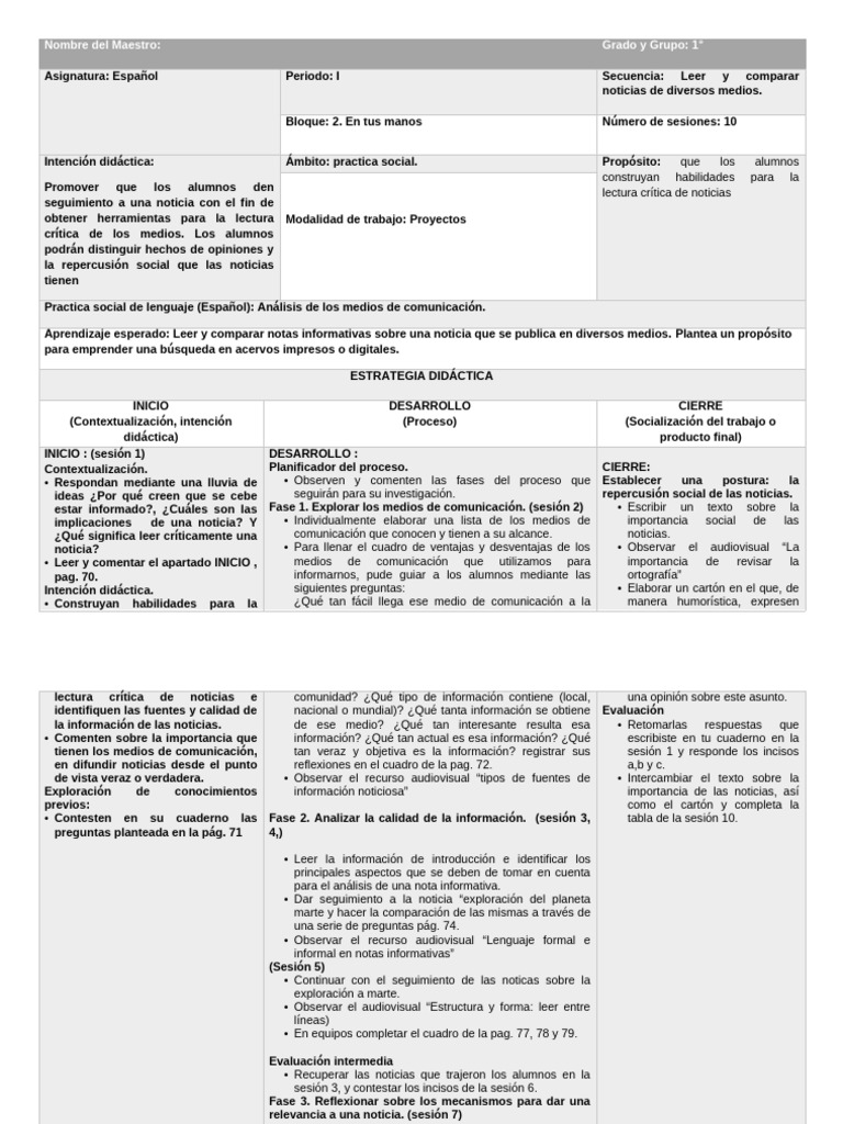 10 Leer y Comparar Noticias de Diversos Medios | PDF | Información ...