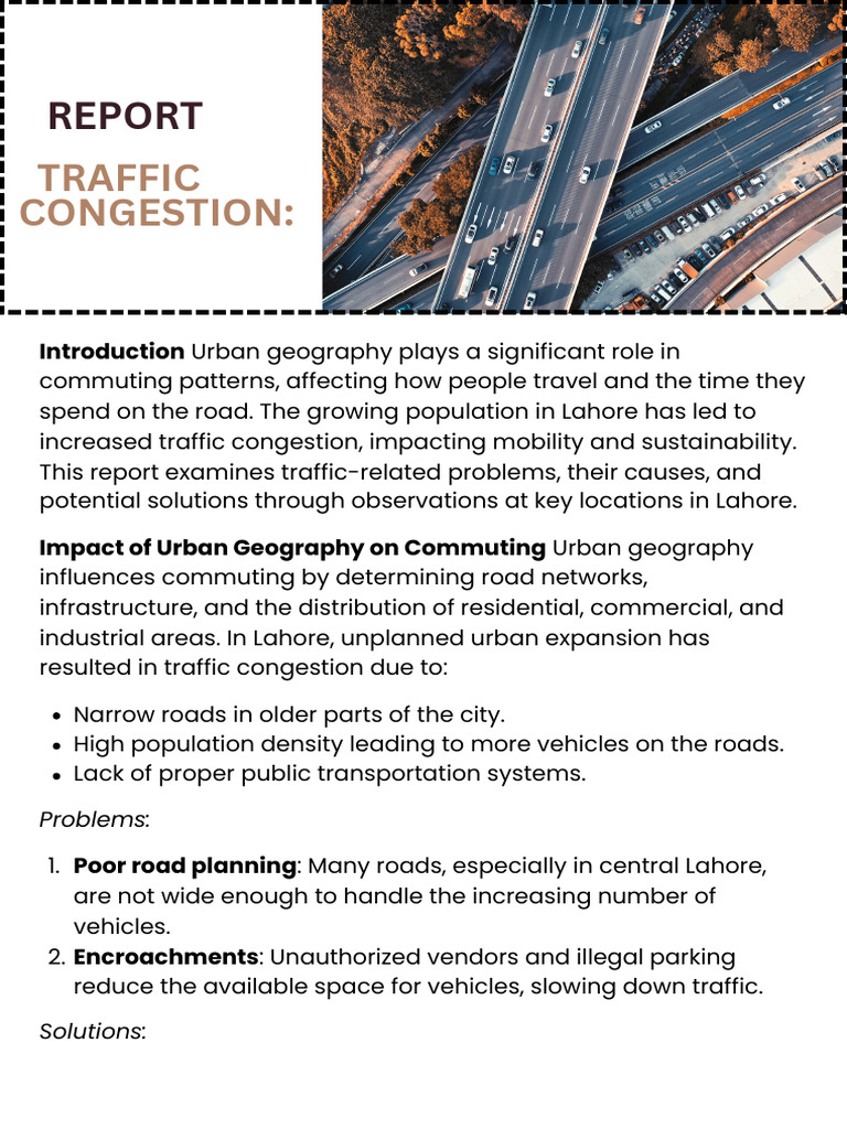 Report On Traffic Congestion in Lahore | PDF | Traffic | Traffic Congestion