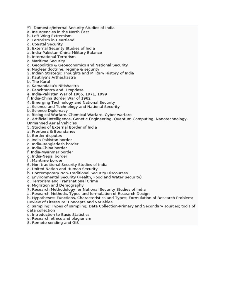 National Security Studies | PDF
