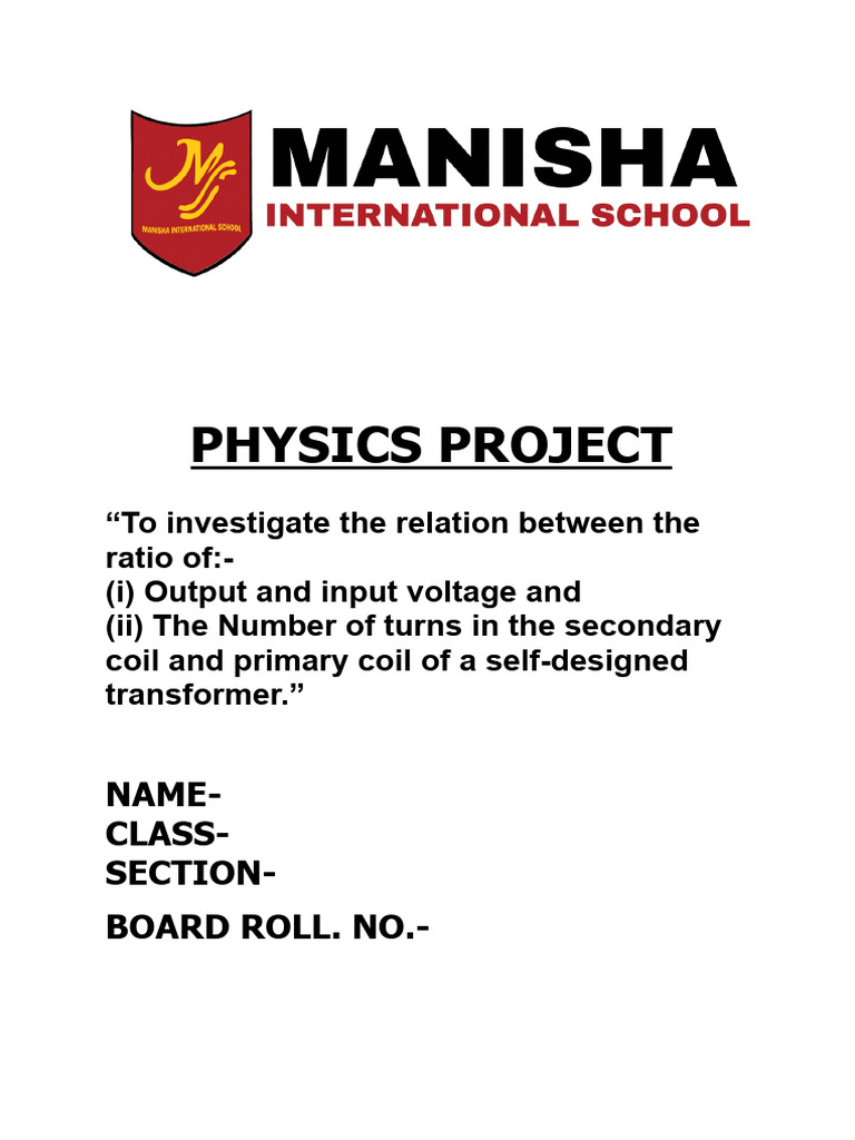 Physics Project (1) | PDF | Transformer | Inductor