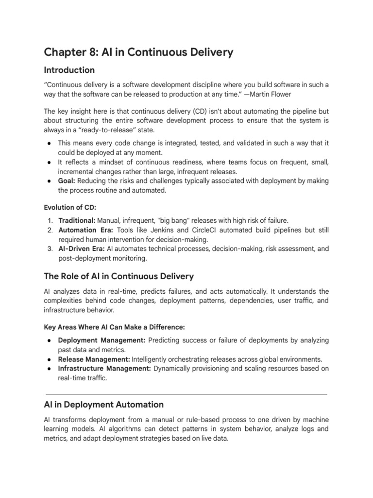 CHAPTER 8 AI in Continuous Delivery "Continuous... | PDF | Artificial ...