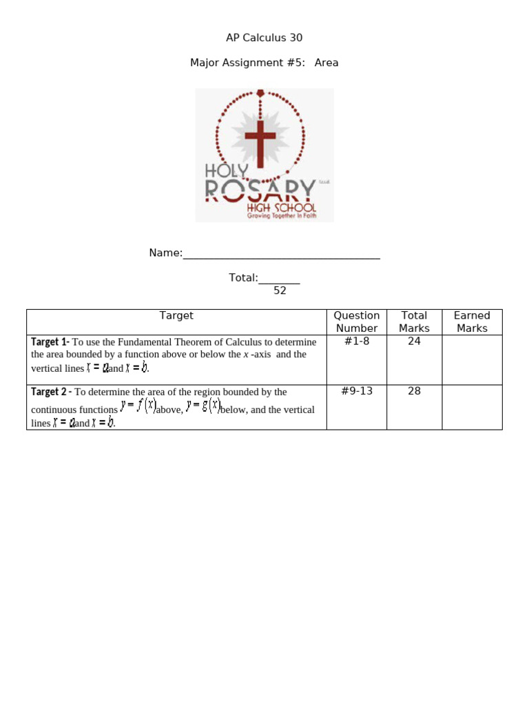 Major Assignment 5 Area | PDF