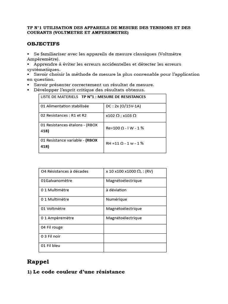 TP N1 Iia 4 | PDF | Instrument de mesure | Biens manufacturés