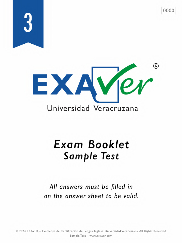 EXAVER 3 - Sample Test ÔÇô Exam Booklet Paper One y Paper Two | PDF ...