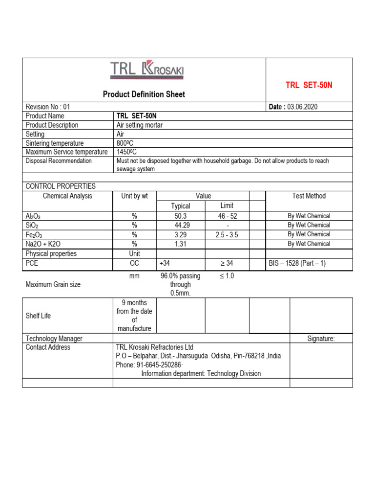 Data Sheet TRL Set-50n | PDF
