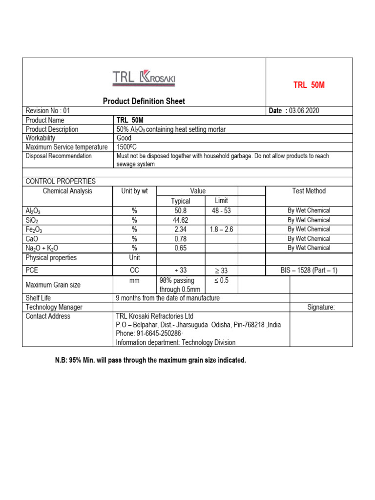 Data Sheet TRL 50M | PDF