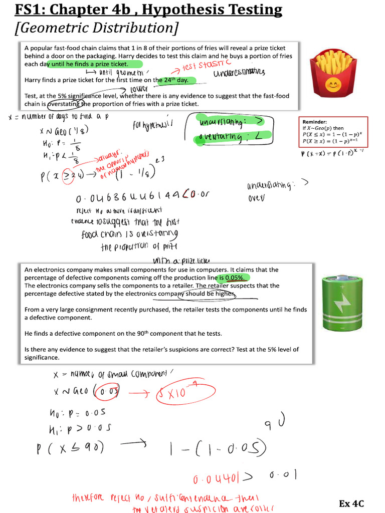 Chapter 4a_ Hypothesis Testing [Geometric] (FS1) | PDF