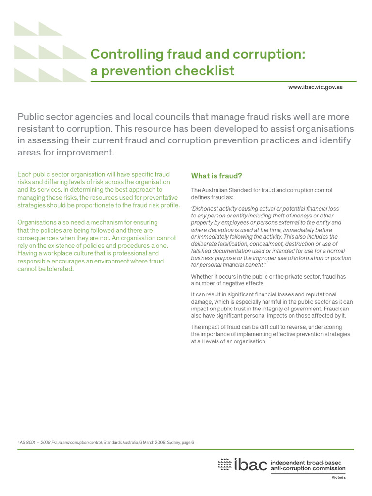 2 Fraud Prevention Checklist 20131108 | PDF | Internal Control | Corruption