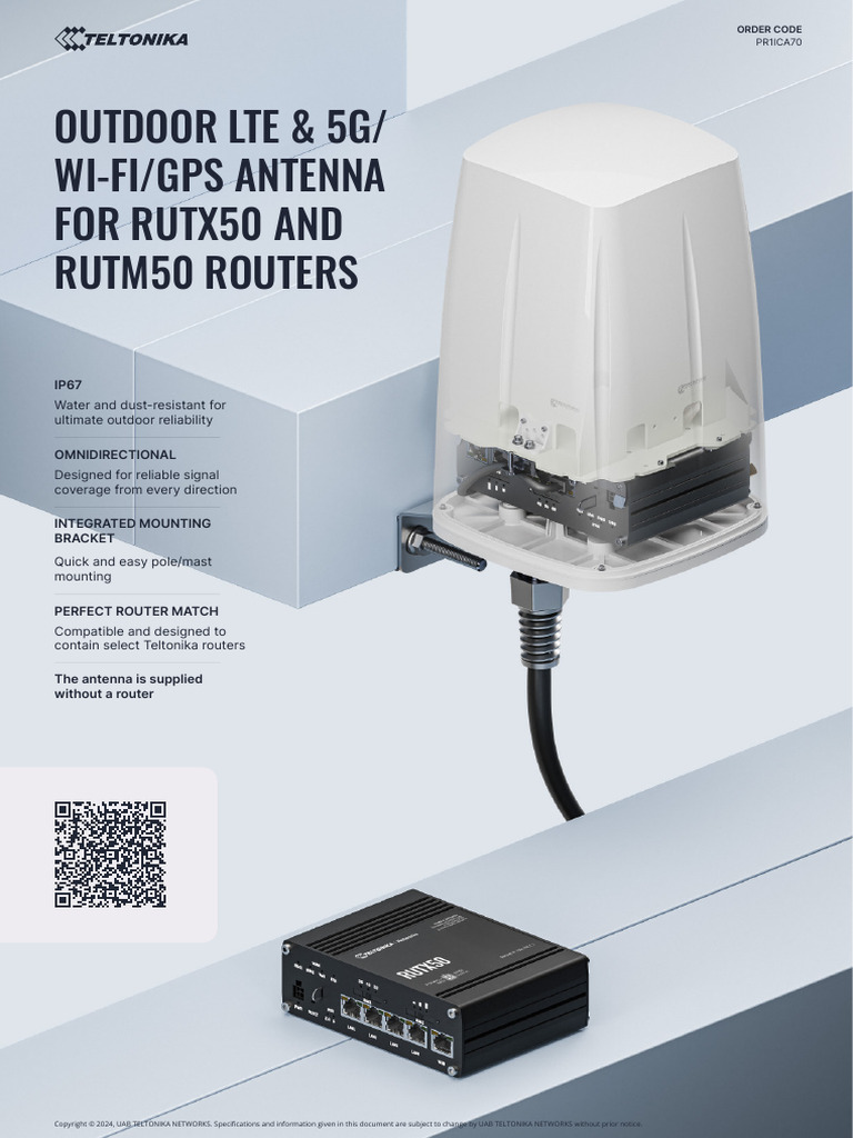 Outdoor LTE & 5G- Wi-Fi-GPS Antenna for RUTX50 and RUTM50 Routers ...