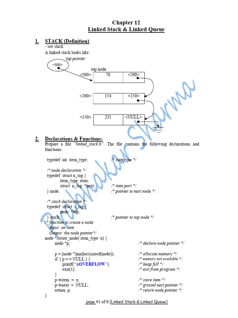 Ch13.Linked Stack and Linked Queue | PDF | Pointer (Computer ...