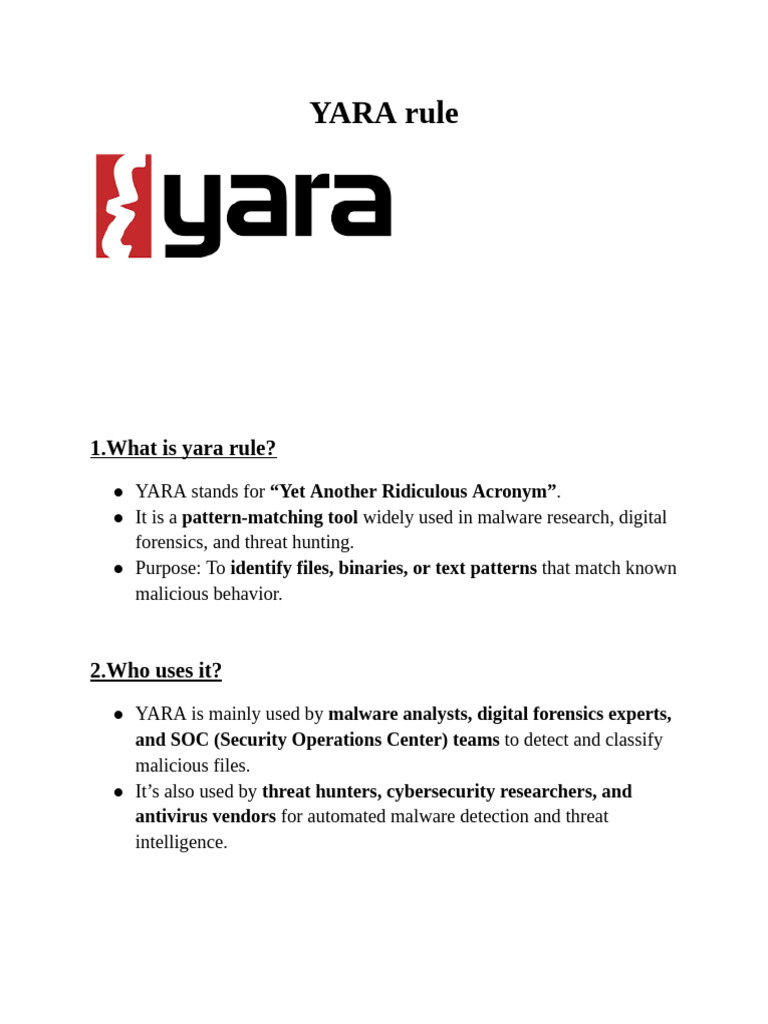 Yara Rules - Malware Signature Analysis-1 | PDF | Computer Engineering ...