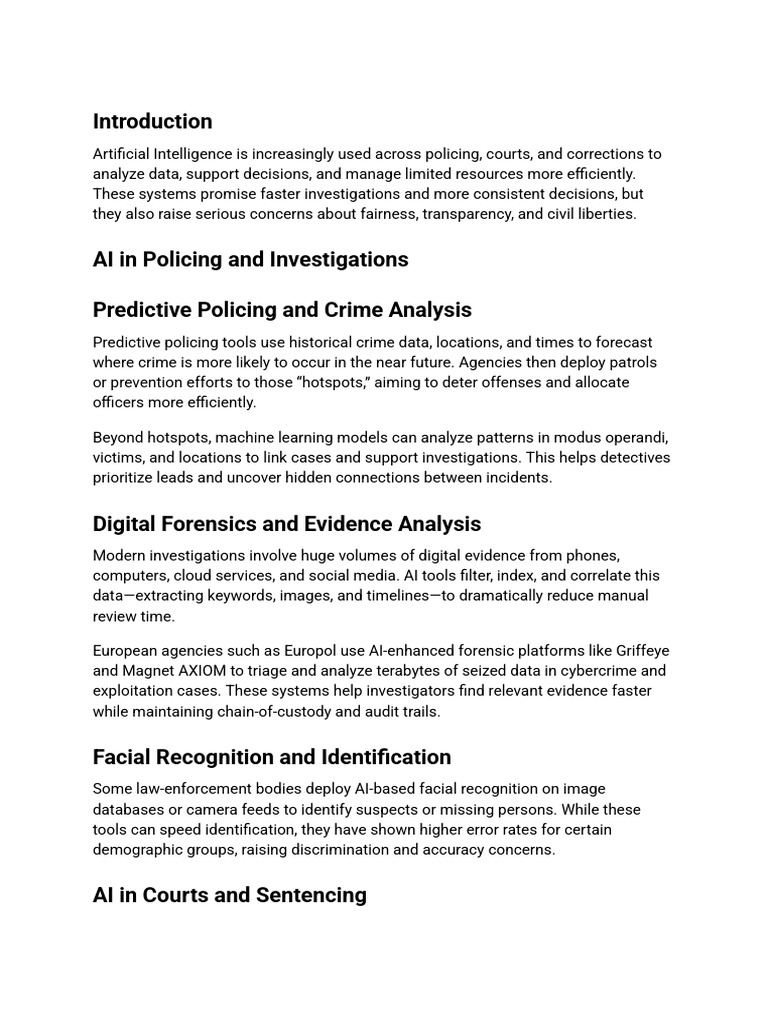 Uses of Artificial Intelligence in Law and Criminal Justice | PDF ...